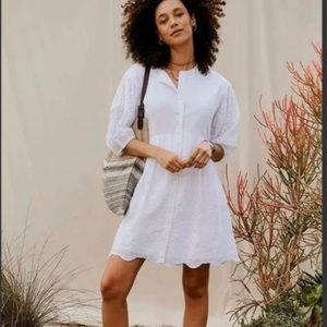 Good Hart by Matilda Jane Montrose 100% Cotton White Eyelet Puff Sleeve Dress